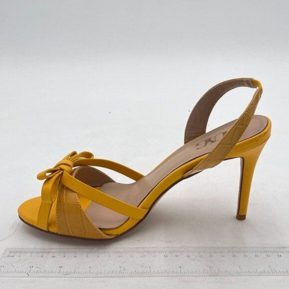 XYD Yellow Bow Strappy Sandals Slingback High Heel Open Toe  Dress Shoes